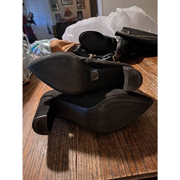 Dream Pairs Sianna black faux suede chunky heel pointed toe ankle boots 8.5 - Picture 5 of 5